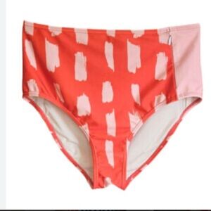 High-Waist Coral & Light Pink Swim Bikini Bottom